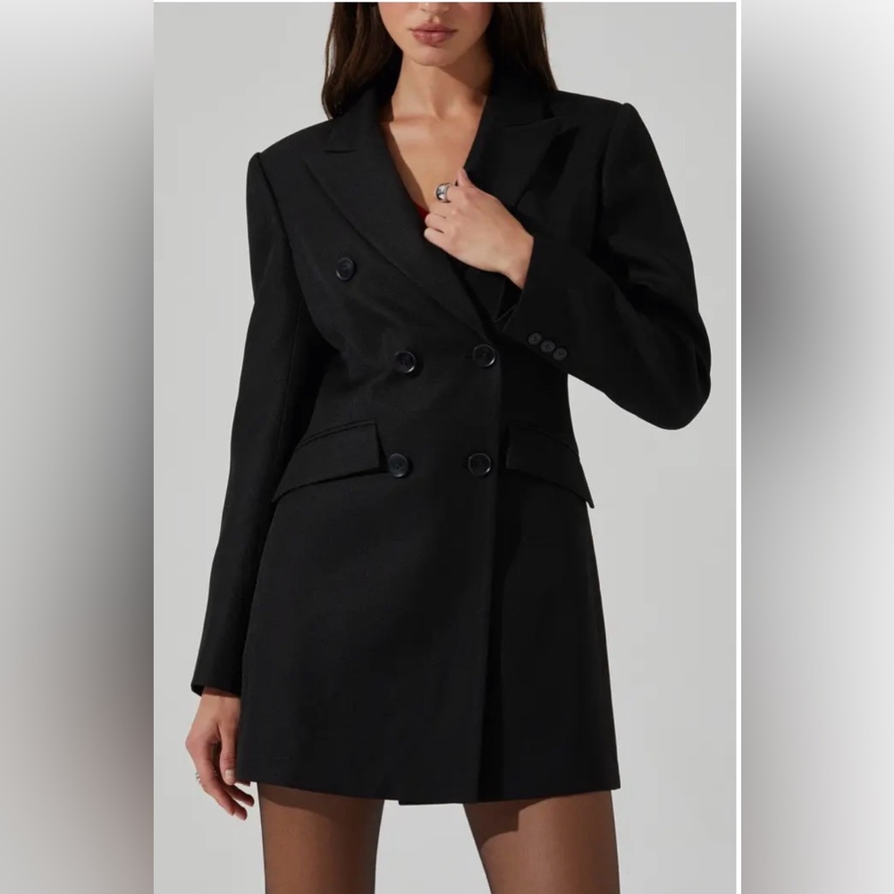 ASTR The Label Verity Long Sleeve Blazer Dress Black Sz Medium Lined Cocktail